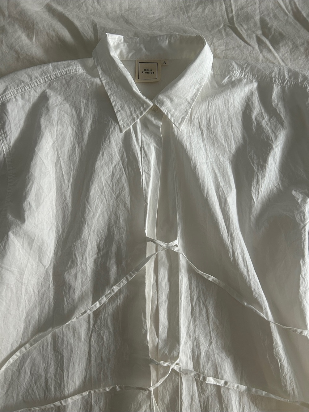 Deiji Studios Tie Front Shirt White - Picture 5 of 6